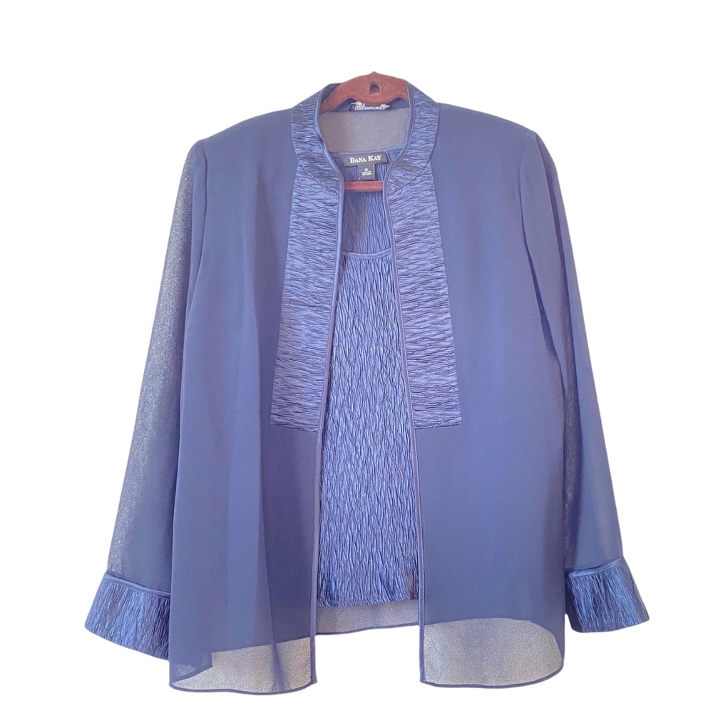 3 piece pant set, size 10, color navy blue, polyester material, like new.